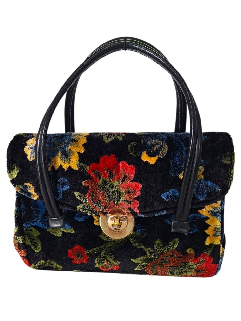 Vintage 60s Floral Tapestry Carpet Bag Purse 8x11 Lovely Condition